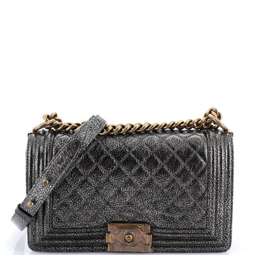 Chanel Boy Flap Bag Quilted Crackled Calfskin Old Medium