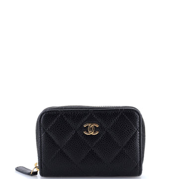 Chanel Zip Around Card Holder Quilted Caviar