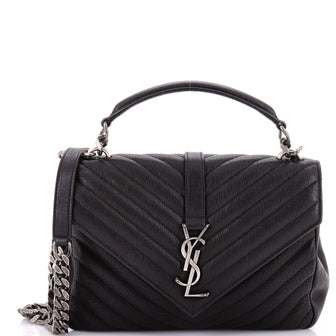 Saint Laurent Classic Monogram College Bag Matelasse Chevron Leather Medium