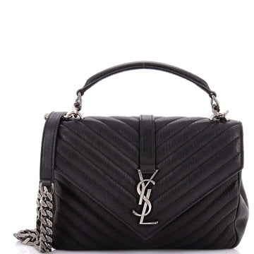 Saint Laurent Classic Monogram College Bag Matelasse Chevron Leather Medium