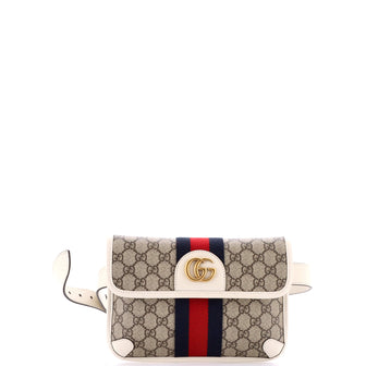 Gucci Ophidia Flap Belt Bag GG Coated Canvas with Leather