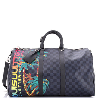 Louis Vuitton Keepall Bandouliere Bag Limited Edition Damier Cobalt Jungle 45
