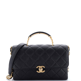 Chanel Carry Me Top Handle Flap Bag Quilted Caviar Small