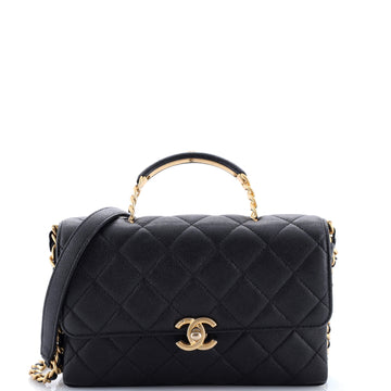 Chanel Carry Me Top Handle Flap Bag Quilted Caviar Small