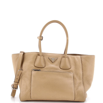Prada Front Pocket Wing Convertible Tote Vitello Daino