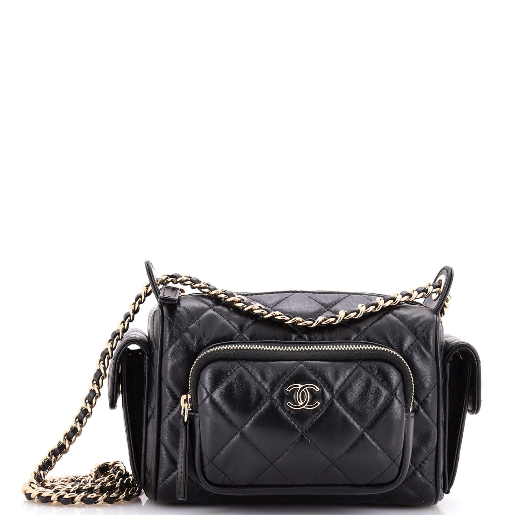 Chanel Multipocket Camera Case Quilted Crumpled Lambskin Small