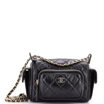 Chanel Multipocket Camera Case Quilted Crumpled Lambskin Small