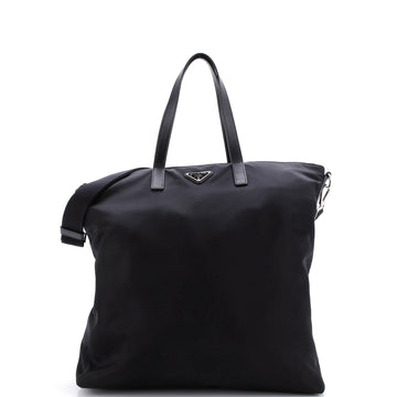 Prada Vela Zip Top Convertible Tote Tessuto Large
