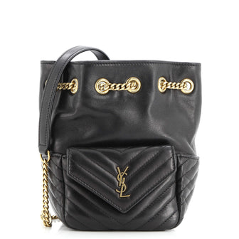 Saint Laurent Joe Bucket Bag Matelasse Chevron Leather Mini