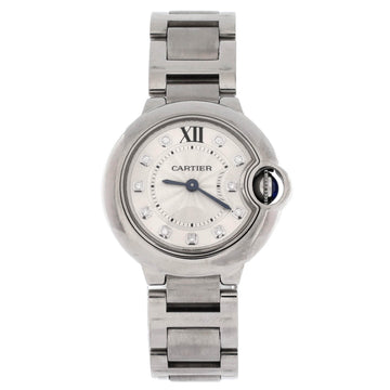 Cartier Ballon Bleu de Cartier Quartz Watch Stainless Steel with Diamond Markers 28