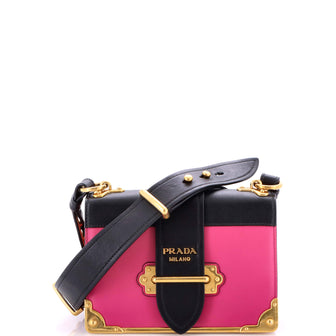 Prada Cahier Crossbody Bag Leather and Saffiano Leather Small