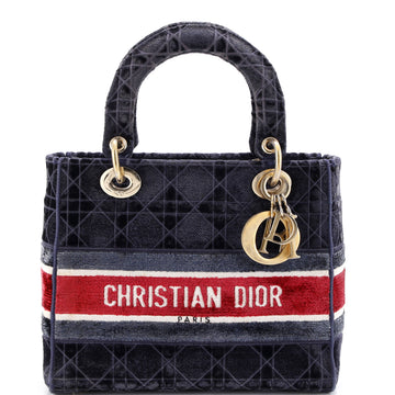 Christian Dior Lady D-Lite Bag Cannage Embroidered Velvet Medium