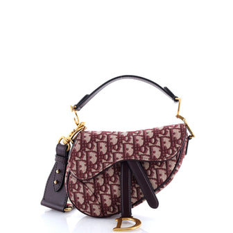 Christian Dior Saddle Handbag with Strap Oblique Canvas Mini