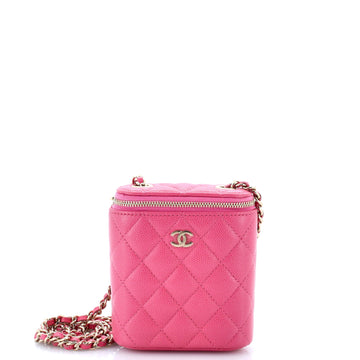 Chanel Vertical Classic Vanity Case with Chain Quilted Caviar Mini
