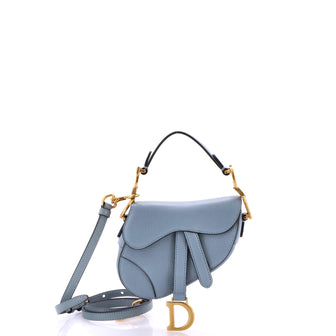 Christian Dior Saddle Handbag with Strap Leather Micro