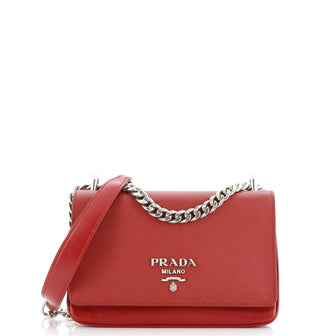 Prada Chain Flap Crossbody Bag Saffiano and Soft Calf Small