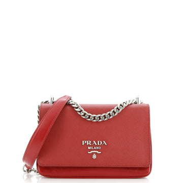 Prada Chain Flap Crossbody Bag Saffiano and Soft Calf Small