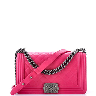 Chanel Boy Flap Bag Quilted Lambskin Old Medium