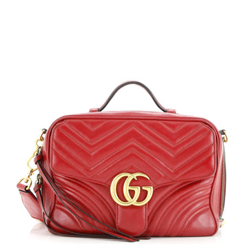 Gucci GG Marmont Zip Around Camera Bag Matelasse Leather Small