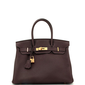 Hermes Birkin Handbag Brown Togo with Gold Hardware 30