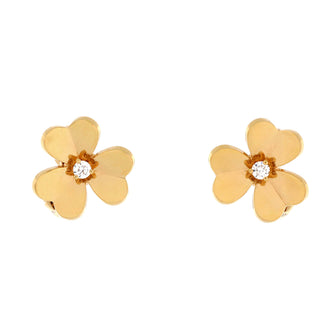 Van Cleef & Arpels Frivole Stud Earrings 18K Yellow Gold with Diamonds Small