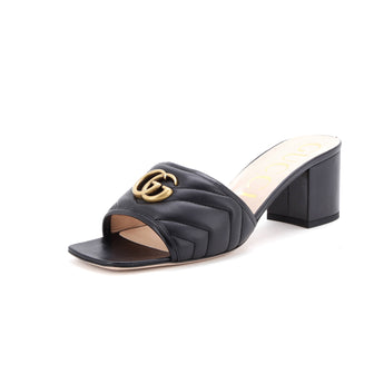 Gucci Women's Marmont Slide Heeled Sandals Matelasse Leather