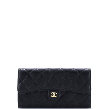 Chanel CC Gusset Classic Flap Wallet Quilted Lambskin Long