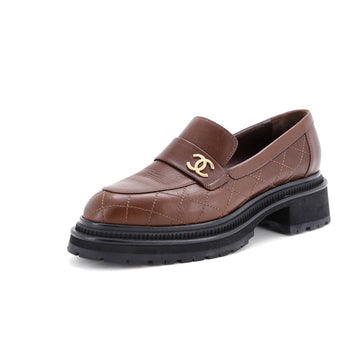 Chanel Women's CC Loafers Quilted Leather