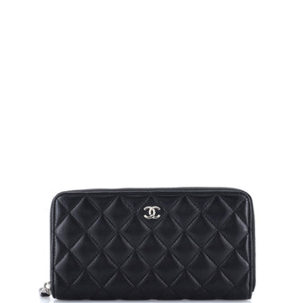 Chanel Zip Around Wallet Quilted Lambskin Long