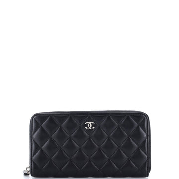 Chanel Zip Around Wallet Quilted Lambskin Long