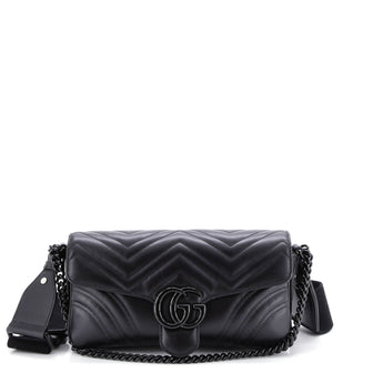 Gucci GG Marmont Monochrome Flap Bag Matelasse Leather Medium