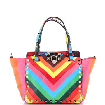 Valentino Garavani 1973 Rockstud Tote Striped Leather Mini