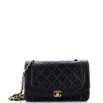 Chanel Vintage Diana Flap Bag Quilted Caviar Medium