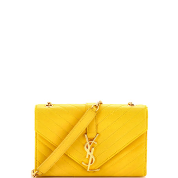 Saint Laurent Classic Monogram Envelope Satchel Matelasse Chevron Leather Small