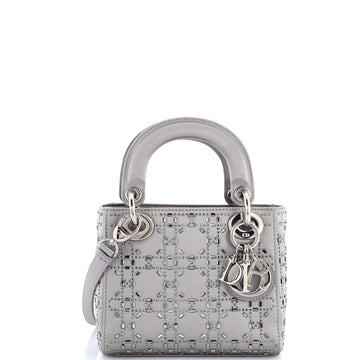 Christian Dior Lady Dior Bag Crystal Embellished Cannage Quilt Satin Mini
