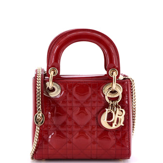 Christian Dior Lady Dior Chain Bag Cannage Quilt Patent Mini