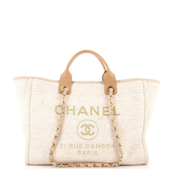Chanel Deauville Tote Raffia with Glitter Detail Large