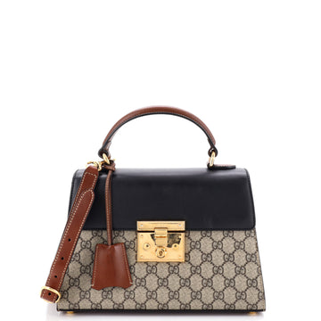 Gucci Padlock Top Handle Bag GG Coated Canvas and Leather Small
