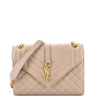 Saint Laurent Classic Monogram Envelope Satchel Mixed Matelasse Leather Medium