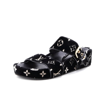 Louis Vuitton Women's Flatform Mule Sandals Monogram Velvet