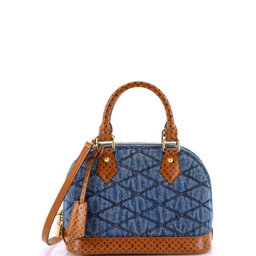 Louis Vuitton Alma Handbag Malletage Denim with Monogram Leather BB