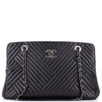 Chanel CC Crossing Tote Chevron Lambskin Large