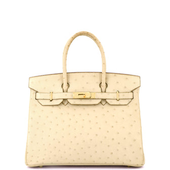 Hermes Birkin Handbag Light Ostrich with Gold Hardware 30