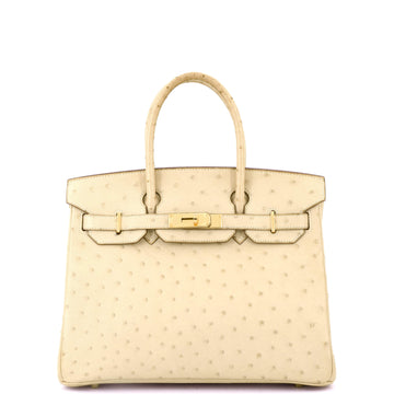 Hermes Birkin Handbag Light Ostrich with Gold Hardware 30