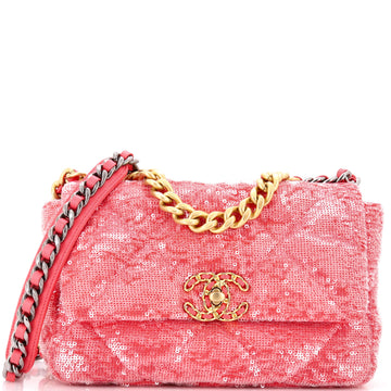 Chanel 19 Flap Bag Quilted Sequins Medium