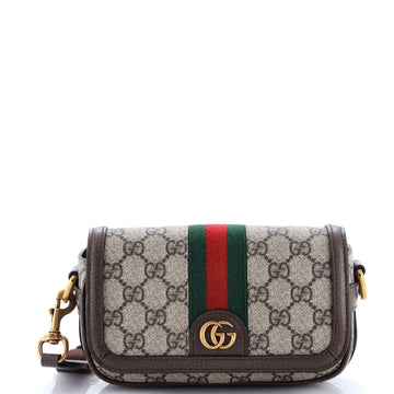 Gucci Ophidia Flap Convertible Shoulder Bag GG Coated Canvas Mini