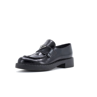 Prada Women's Triangle Logo Loafers Spazzolato Leather