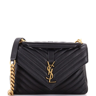 Saint Laurent Classic Monogram College Bag Matelasse Chevron Leather Medium