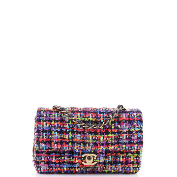 Chanel Classic Single Flap Bag Quilted Tweed and Sequins Mini