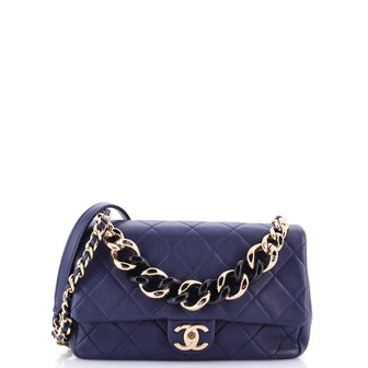 Chanel Resin Elegant Chain Flap Bag Quilted Lambskin Small
